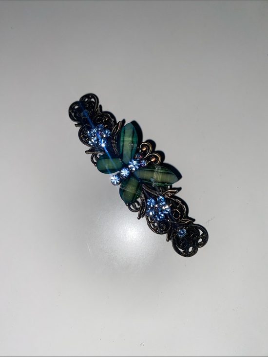 Anthropologie Accessories - Blue and Green Floral Crystal Barrette